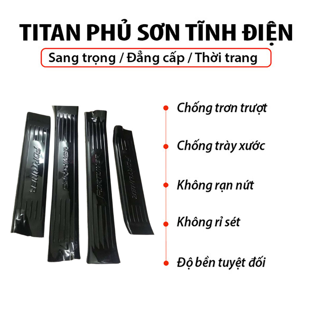 Ốp bậc cửa Titan dành cho xe ô tô TOYOTA FORTUNER - Hàng Chính Hãng TDVN