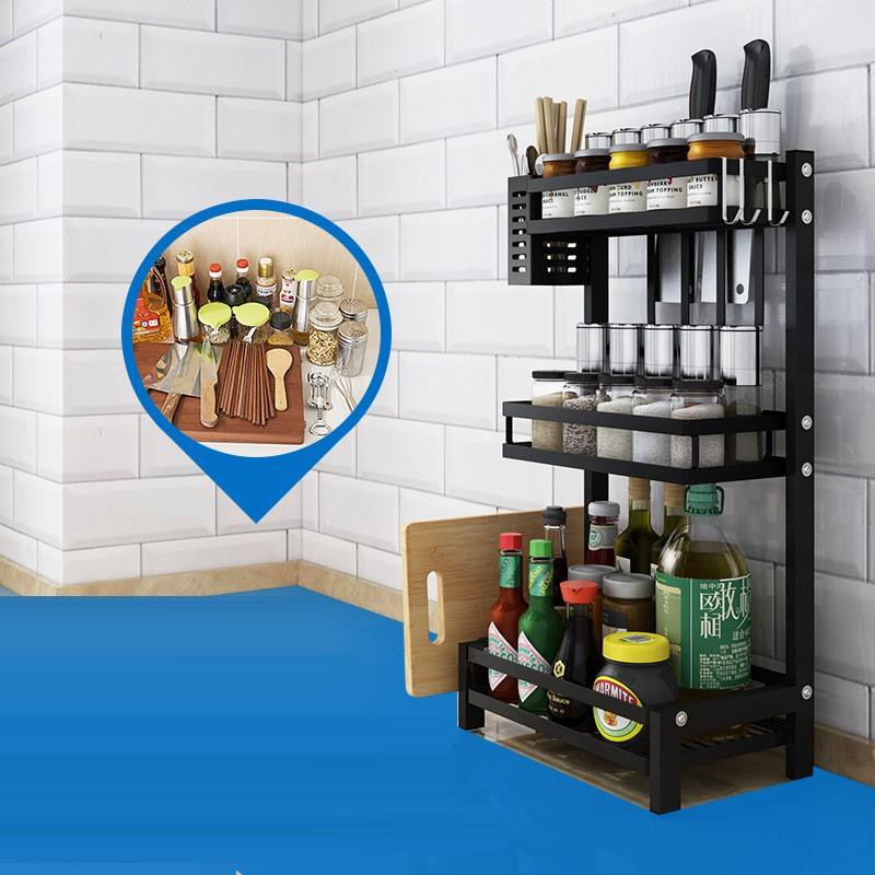 Kệ Đựng Gia Vị 2/3 tầng, Kệ hũ gia vị để bát đũa dao thớt, đồ dùng nhà bếp.
