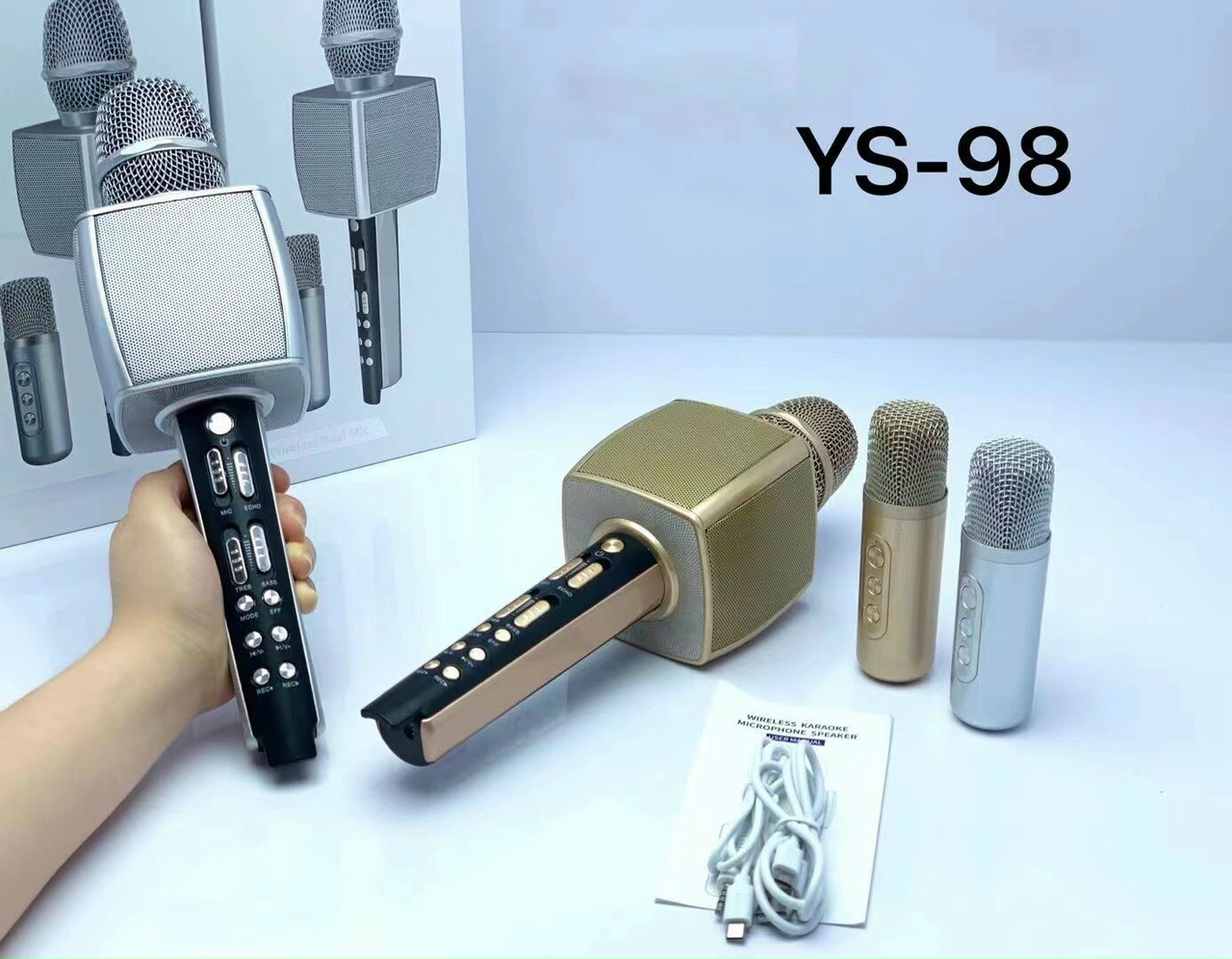 Micro bluetooth SuYosd YS-98 - Micro karaoke kèm loa SONG CA không dây tiện lợi - Điều chỉnh âm lượng, echo, hiệu ứng đổi giọng - Siêu hút tiếng, hát siêu hay, chống hú siêu tốt - Hàng nhập khẩu