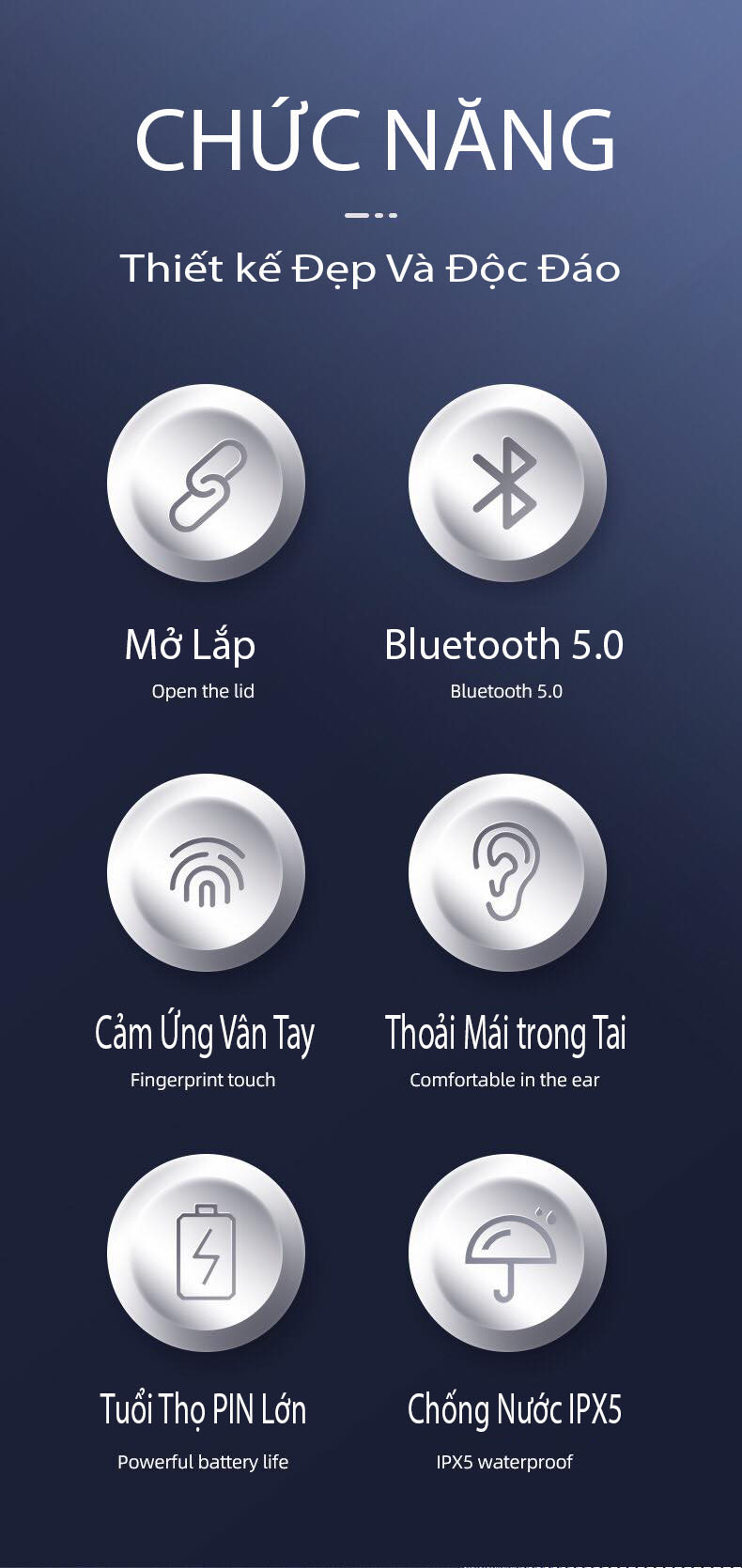 Tai nghe bluetooth không dây Anncoe Annpods AP19 True Wireless chống ồn hiệu quả - Thiết kế trẻ trung, cá tính – Định vị - Cảm ứng – Thời gian sử dụng lên tới 4h - Hàng Chính Hãng