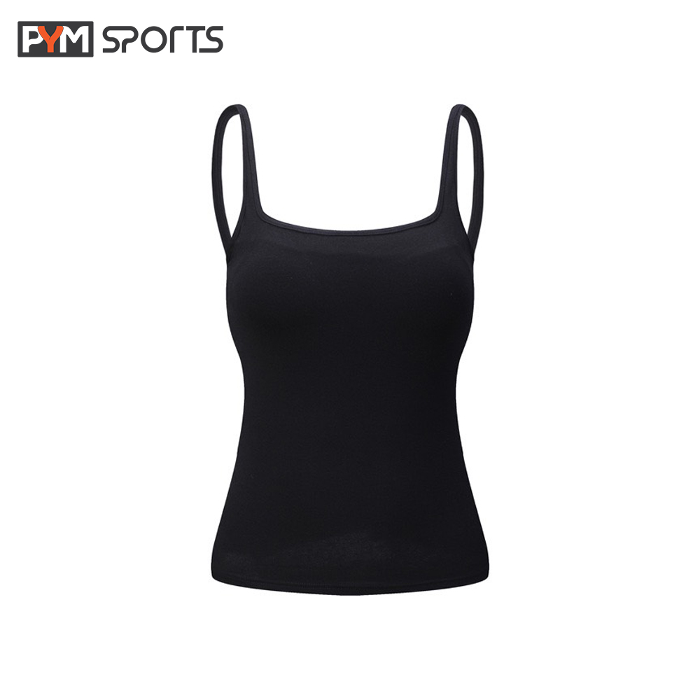 Áo 2 dây cotton liền bra dài tập Yoga - Gym PYMSPORT - PYMBR044 mút may cố định chất thun lạnh co giãn tốt nâng đỡ ngực