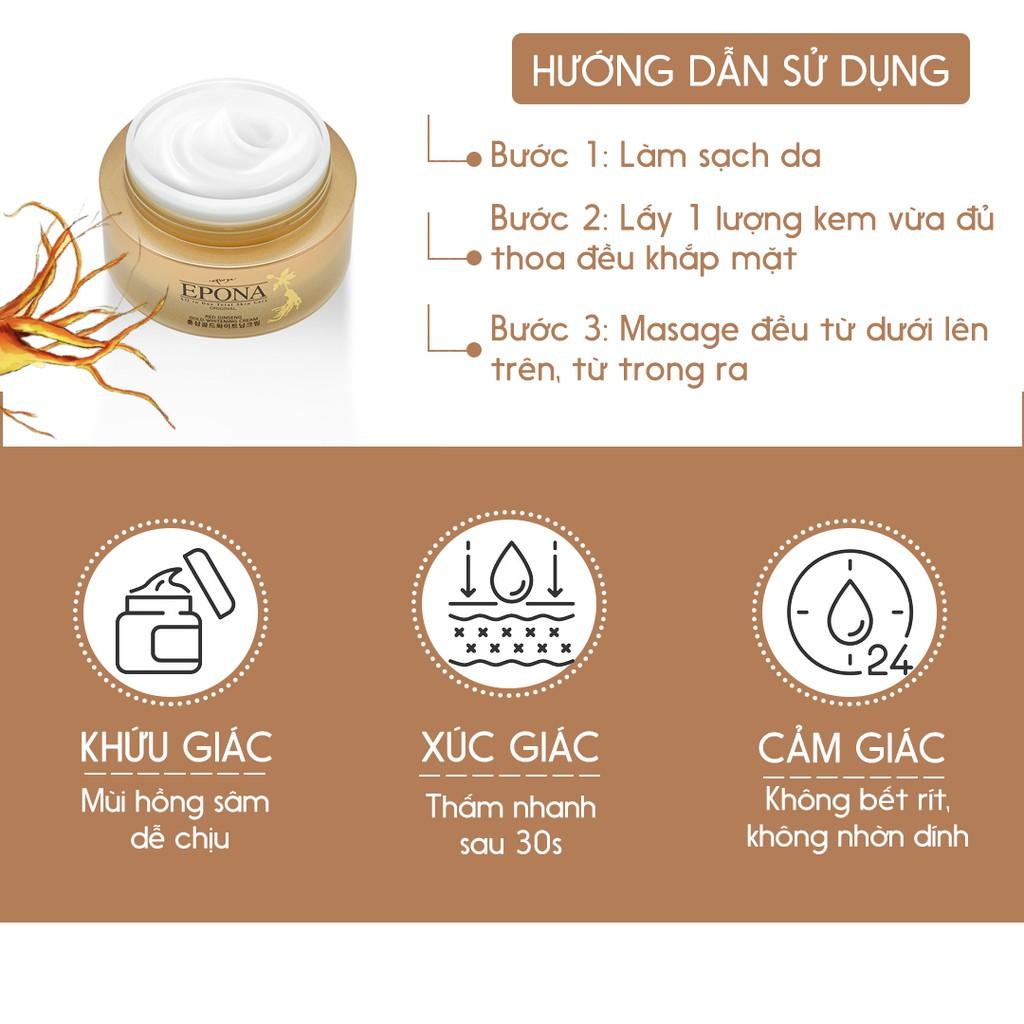 Kem Giảm Thâm Nám - Xóa Mờ Nếp Nhăn Chiết Xuất Hồng Sâm Epona Red Ginseng Gold Whitening Cream 50ml