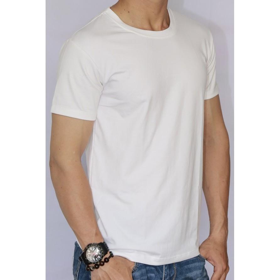Áo thun nam trơn cotton cổ tròn - Màu trắng | Áo phông trơn
