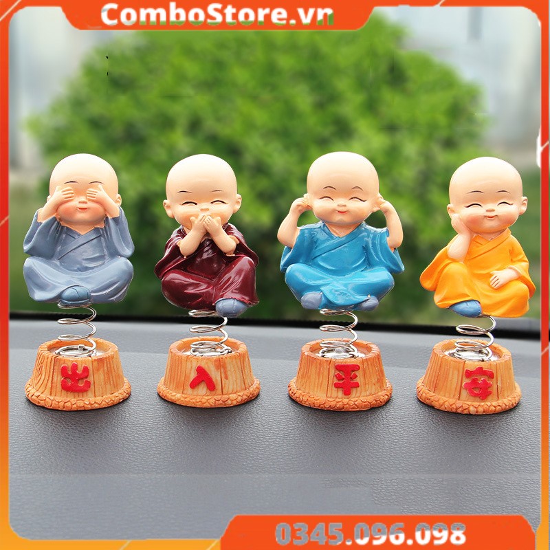 Bộ tượng 4 chú tiểu phong thủy cao cấp đặt taplo ô tô