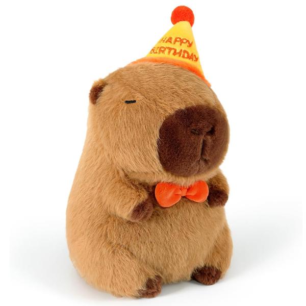 Thú Bông Capybara Đội Nón Sinh Nhật 25 cm - Nuan Nuan YHLMT25