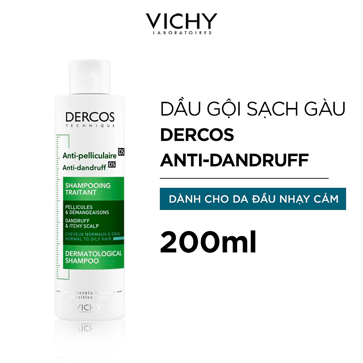Dầu gội giảm gàu cho da đầu dầu VICHY Dercos Anti Dandruff + Quà tặng