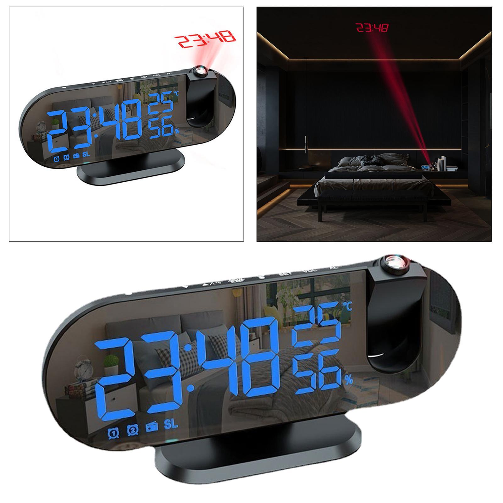 LED Digital Projection Alarm Time Clock Snooze Bedside