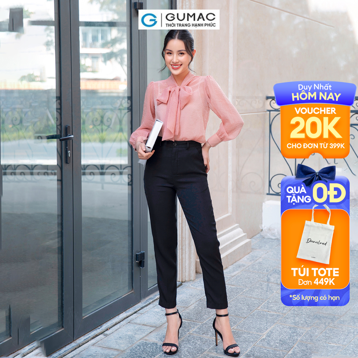 Quần tây nữ cơ bản ống đứng túi xéo công sở tôn dáng thanh lịch thời trang GUMAC QD09039