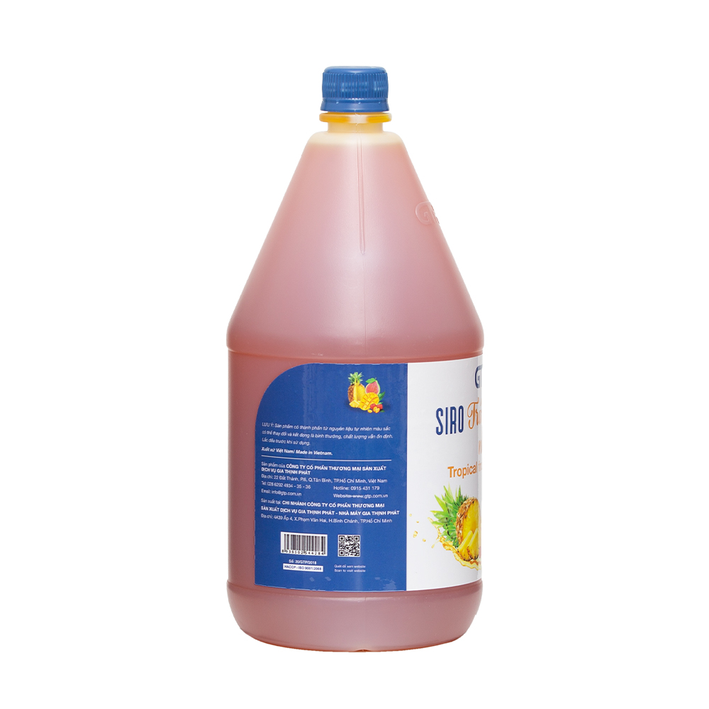 Siro Trái cây tổng hợp GTP (1.9L/chai) - Chuyên dùng pha chế: Trà sữa, Trà trái cây, Cocktail, Mocktail