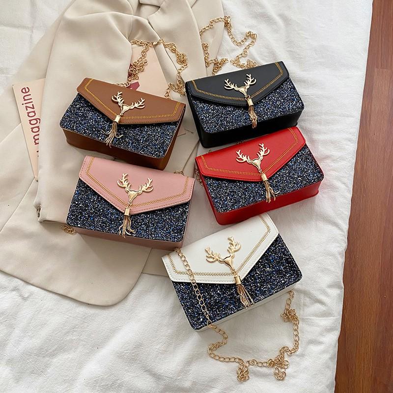 Women's Bag Fashionable Sequins Small Square Bag Shoulder Chain Women's Bag Crossbody Small Bag