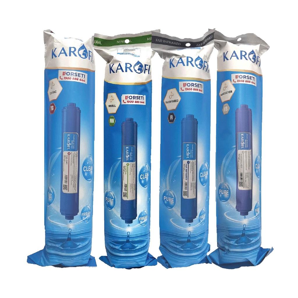 Combo 4 lõi lọc nước chức năng Karofi 5,6,7.8 chính hãng ( GAC-T33, Khoáng đá, Hồng ngoại xa, Nano bạc ) - Hàng Chính Hãng