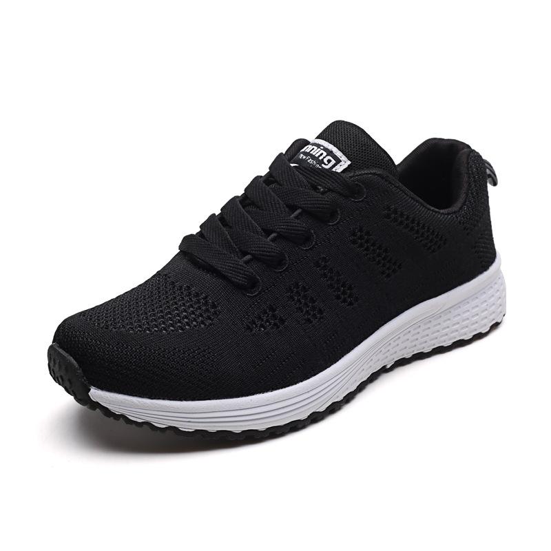 Giày Chạy Bộ Nữ Thời Trang Thoáng Lưới Phẳng Giày Tập Gym Giày Nữ Màu Trắng Color: black Shoe Size: 39