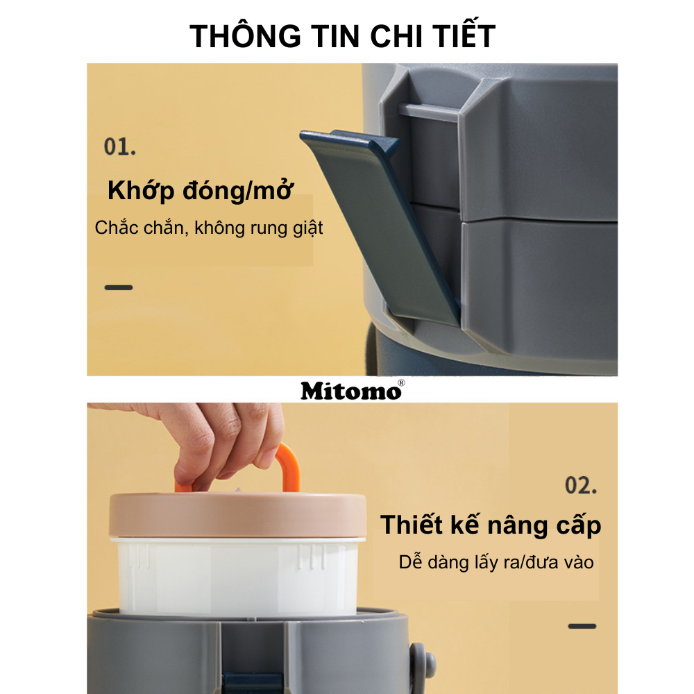 Hộp cơm giữ nhiệt văn phòng cap cấp Mitomo LCH-7086 chính hãng - Bảo hành 12 tháng