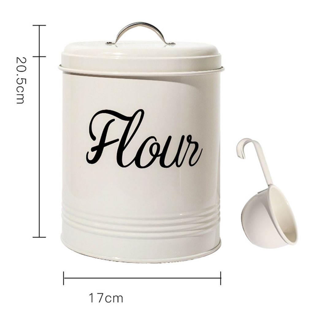 Metal Food Flour Storage Tin Jar Box 5L Farmhouse Container Decor with Lid