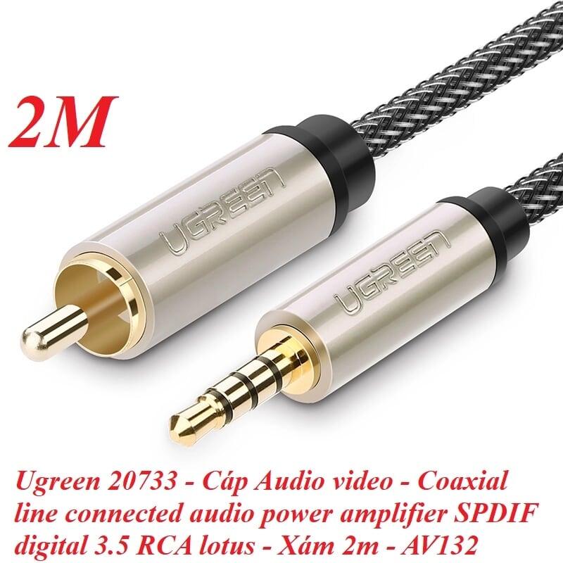 Ugreen UG20733AV132TK 2M chỉ dùng cho tv xiaomi màu Xám Cáp âm thanh bông sen Coaxial sang 3.5mm dương cao cấp - HÀNG CHÍNH HÃNG