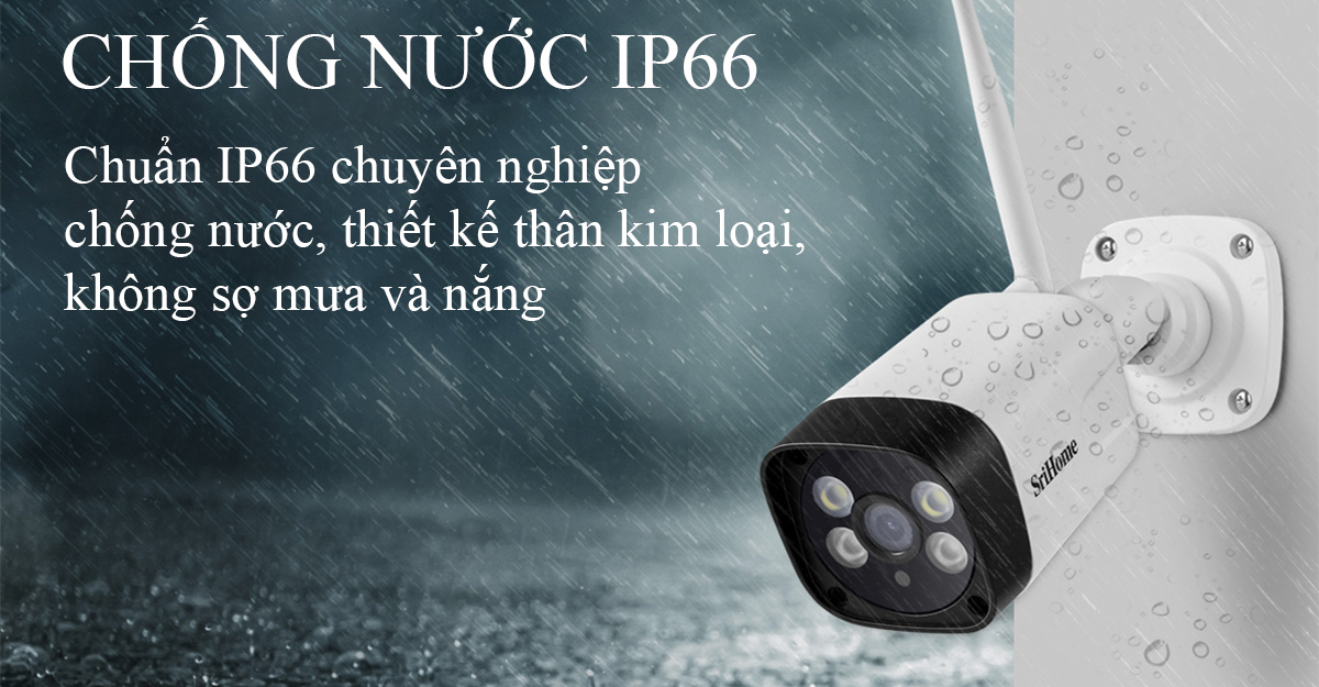 Camera IP Ngoài trời chống nước 3Mpx Srihome SH035 - Wifi khỏe - Hàng chính hãng