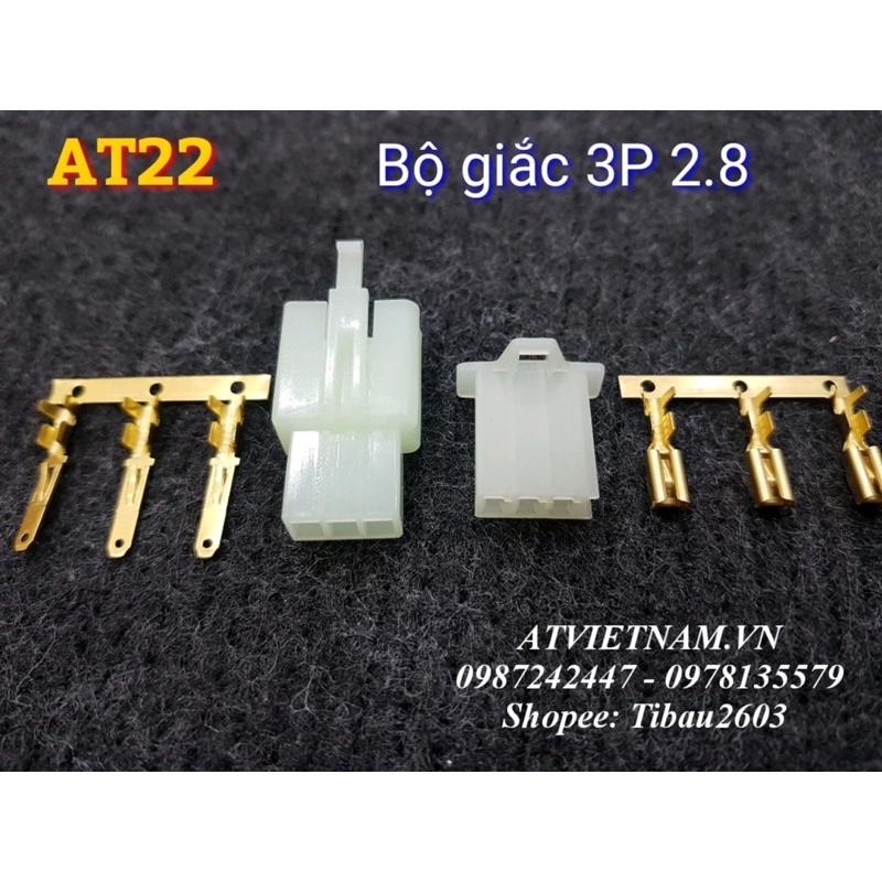 Bộ Giắc Nhựa 3 Lỗ 3P 2.8 - AT22 ( 1 bịch/10 bộ)