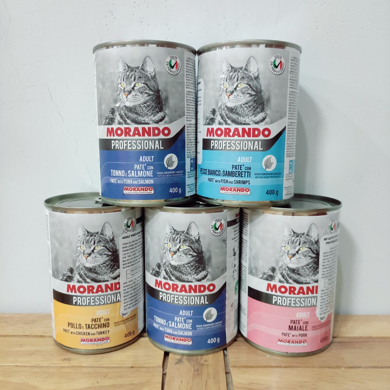 COMBO 5 Lon Pate Cho Mèo Nhiều Vị Morando Professional 400g - YonaPetshop