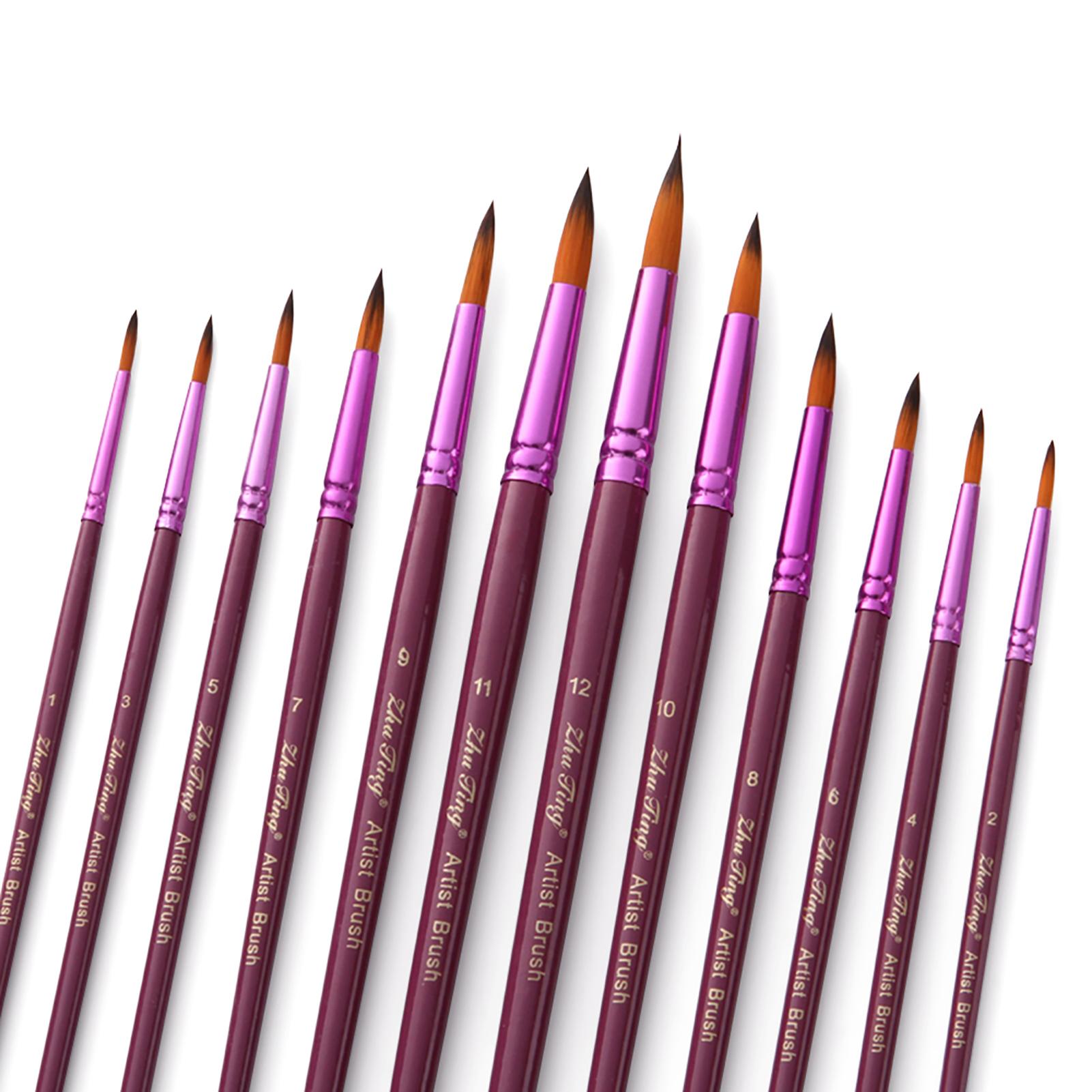 Bộ cọ sơn Kích thước khác nhau với hai màu Nylon bằng tay cầm gỗ 12 cái