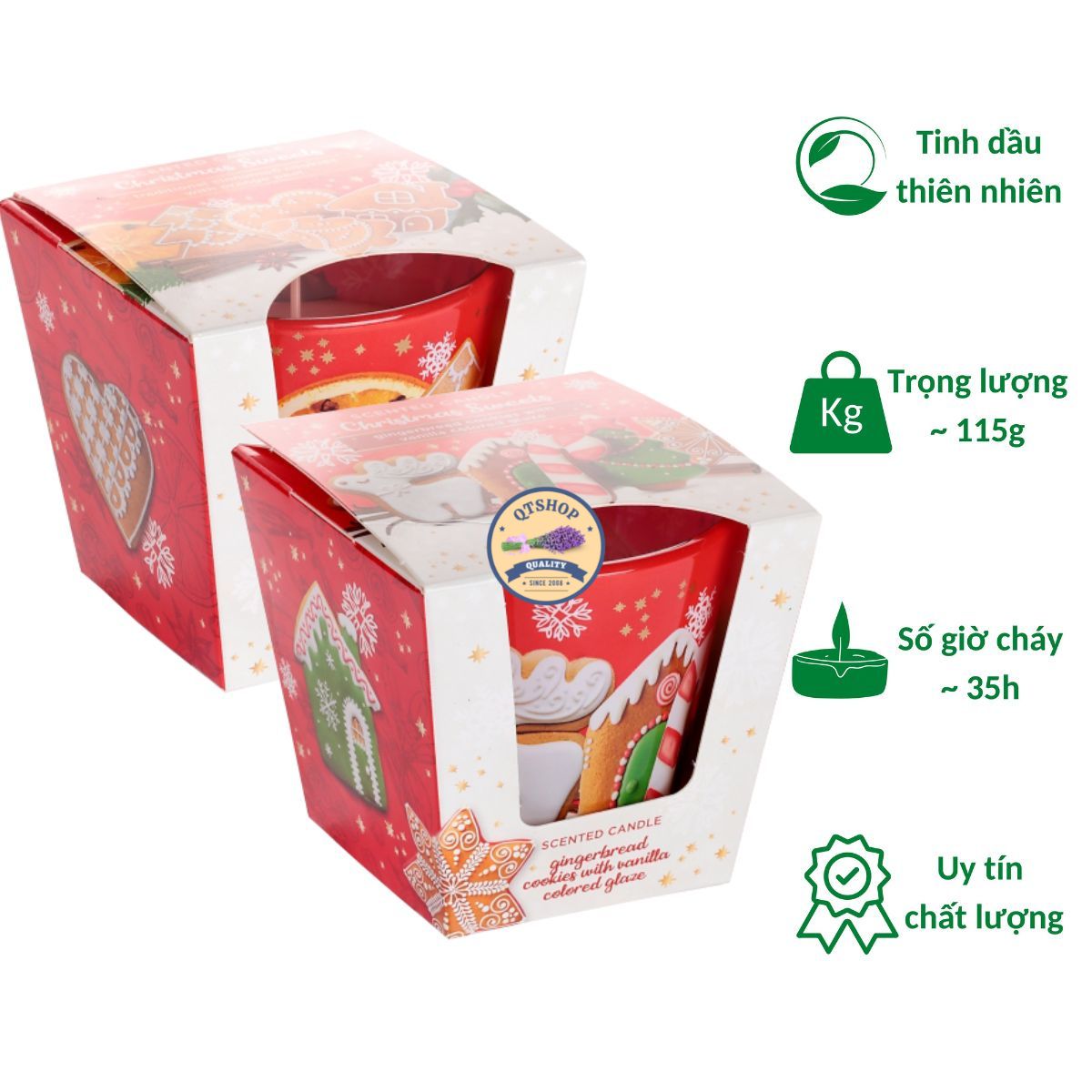 Combo 2 Ly nến thơm tinh dầu Bartek Christmas Sweets 115g QT0068 - bánh cam, quế, gừng, vani, trang trí, thơm phòng, thư giãn, hỗ trợ khử mùi