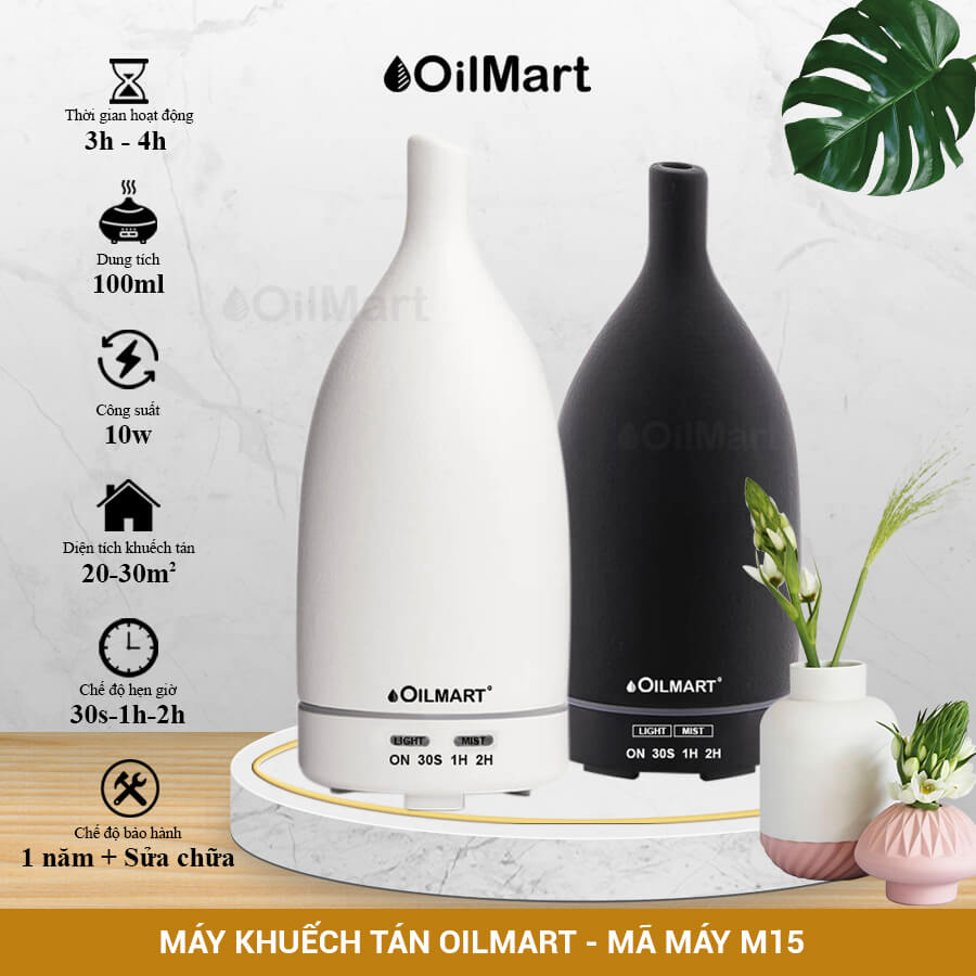 Máy Khuếch Tán Tinh Dầu Oilmart Trụ Gốm - 10W 200ml