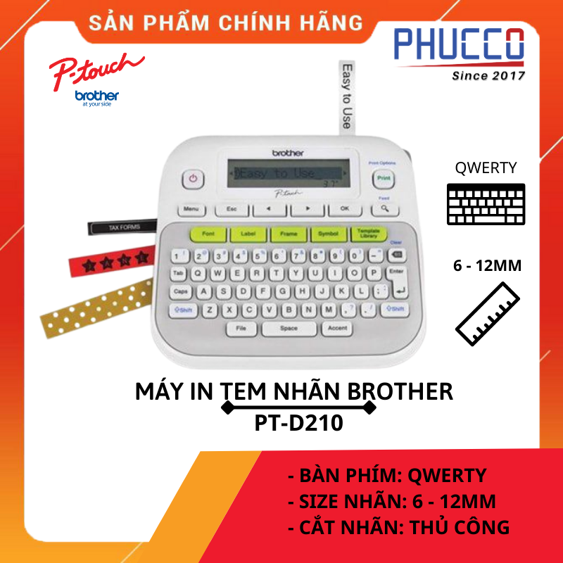 Máy In Tem Nhãn Brother PT-D210 - Hàng Chính Hãng