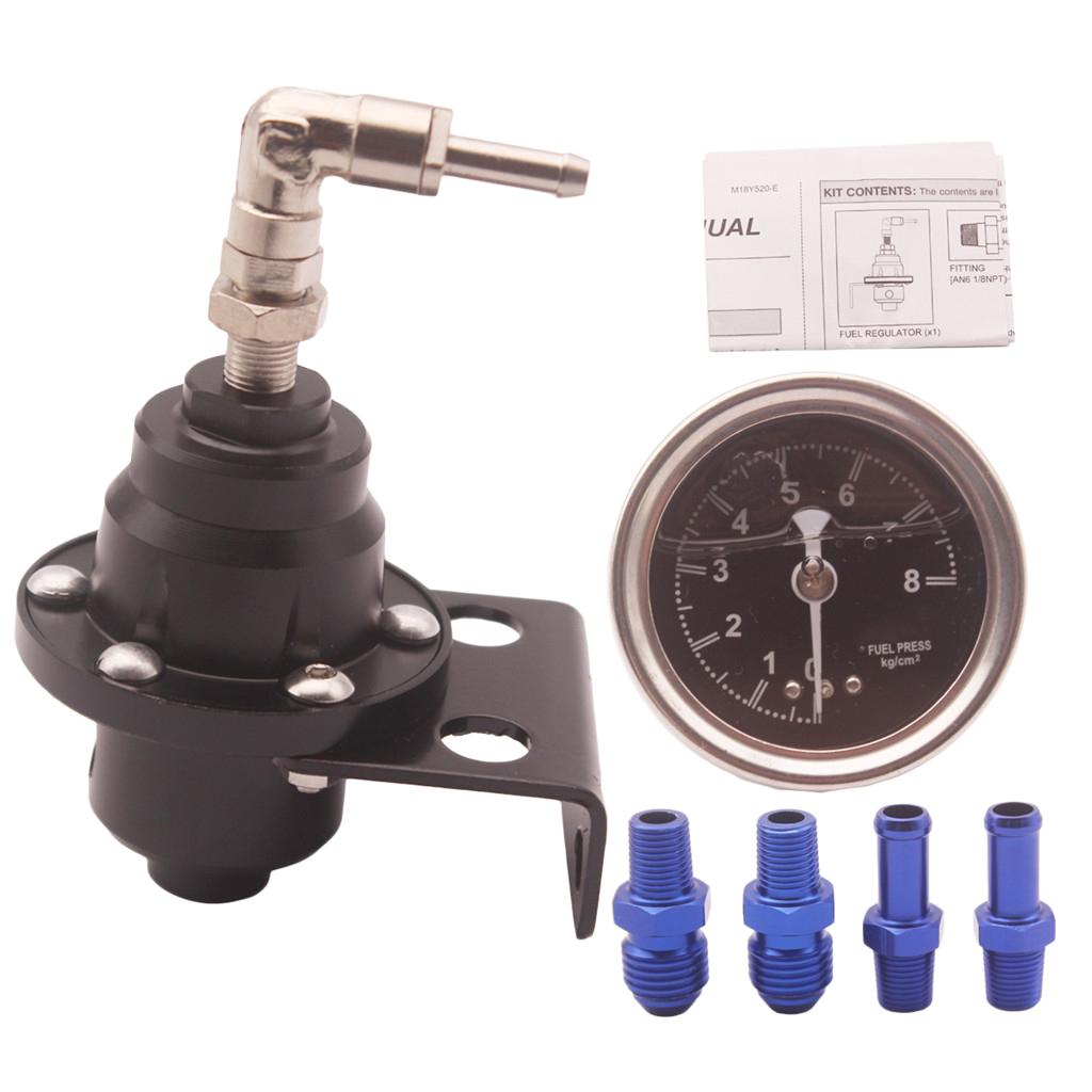 Universal Adjustable Fuel Pressure Regulator 0-160 Psi Car Auto Kit W/ Gauge