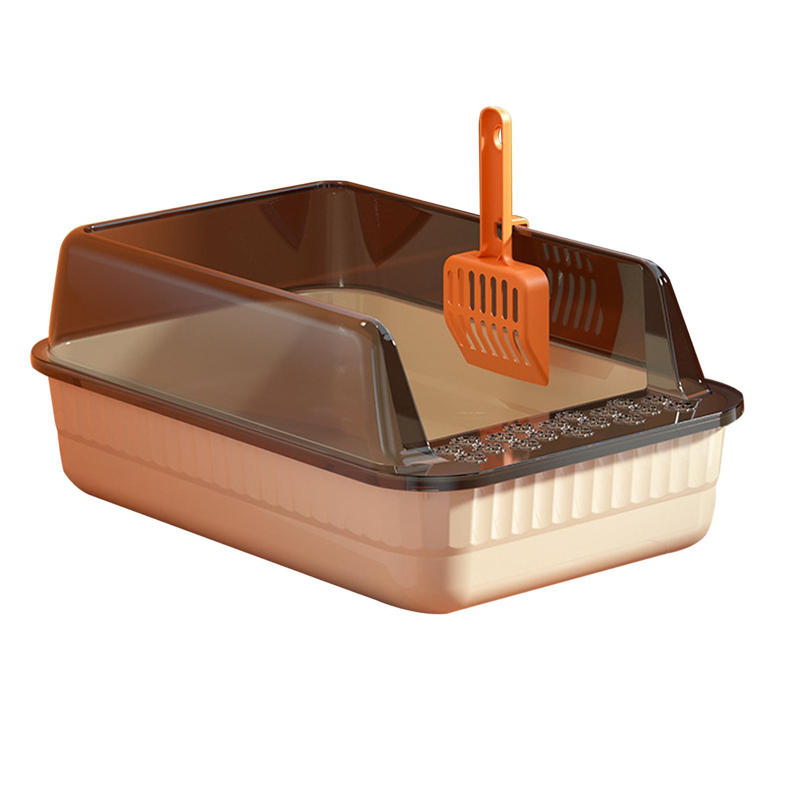 Cat Litter Box Litter Tray Open Top Semi Enclosed Durable 18L Large Capacity