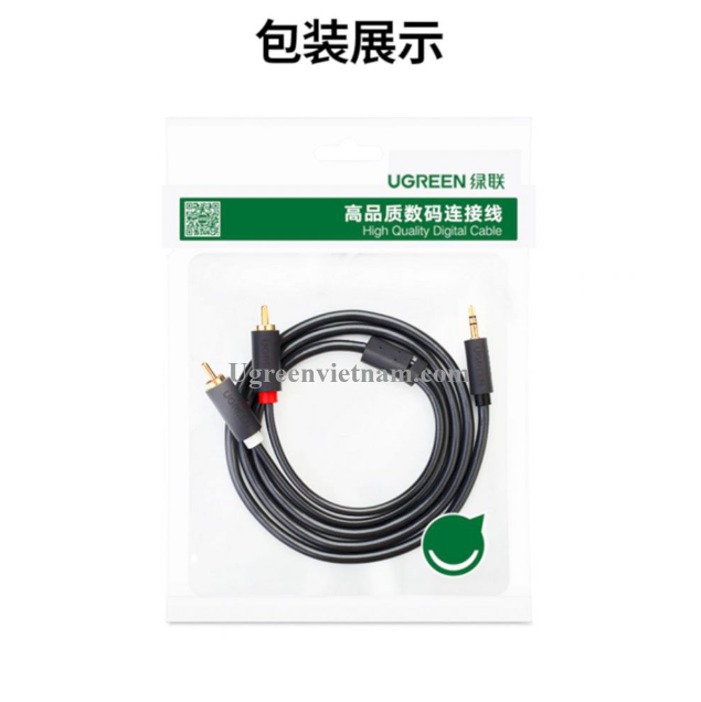Cáp âm thanh 2 đầu Bông sen sang 3.5mm dương 15M màu Đen  Ugreen 102AT60834av Hàng chính hãng