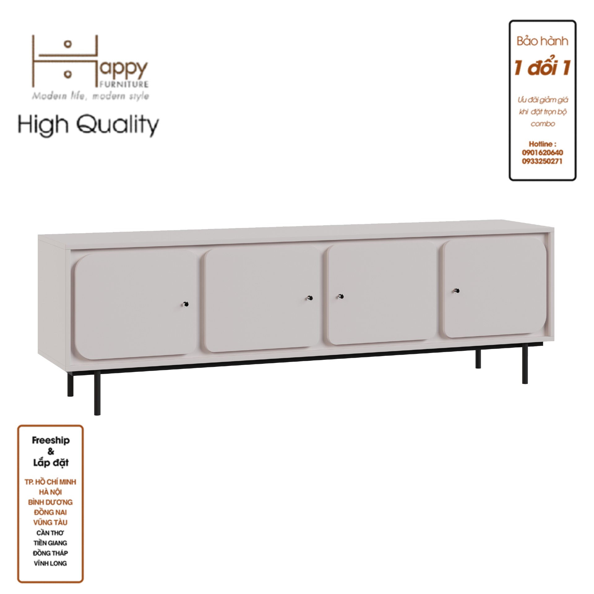 [Happy Home Furniture] SWEETY , Tủ TV 4 cánh mở - chân sắt , 180cm x 40cm x 56cm ( DxRxC), KTV_017