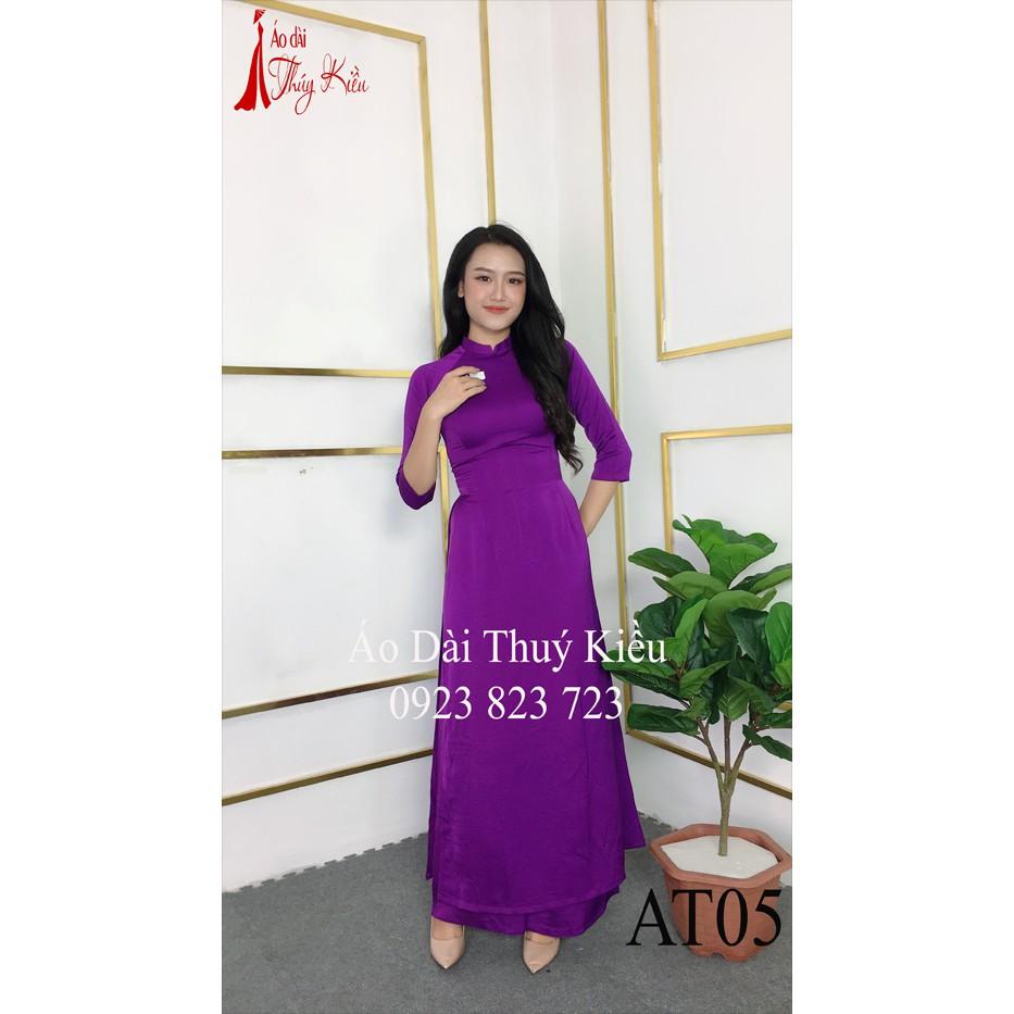 Áo dài Thúy Kiều Tây Thi cổ tàu màu tím huế AT05