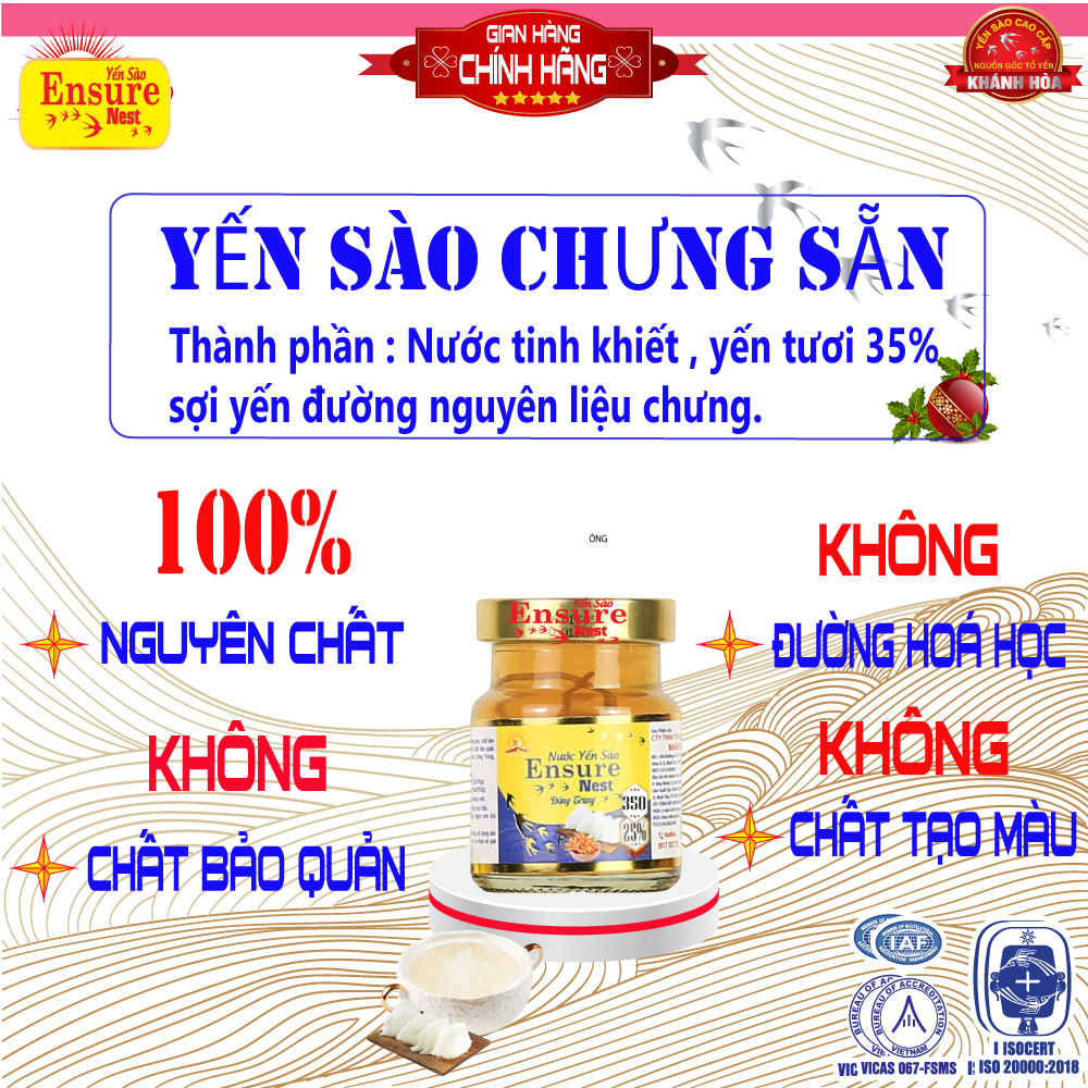 Yến Chưng Tam Vị Ensure Nest với 350mg Yến Gốc Khánh Hoà ( lốc 6 hủ /70ml )