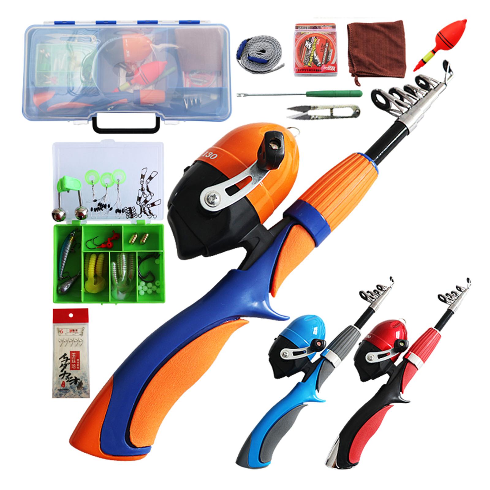 Kids Fishing Pole, Portable Telescopic Fishing Rod and Reel Combo Kit with Spincast Fishing Reel for Boys Girls Youth