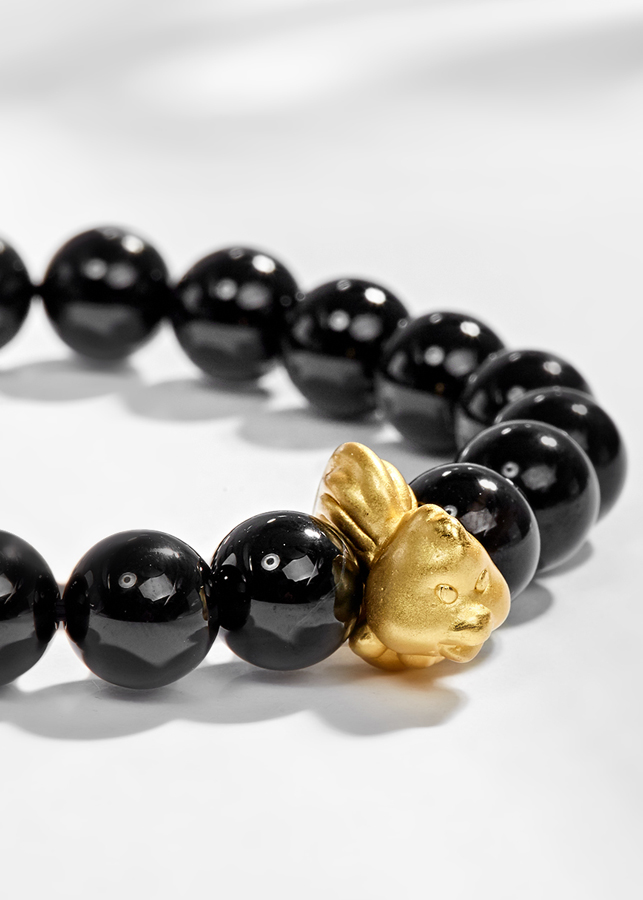 Vòng Tay Đá Thiên Thạch Charm Tuổi Dậu Bạc Mạ Vàng 24K Ngọc Quý Gemstones