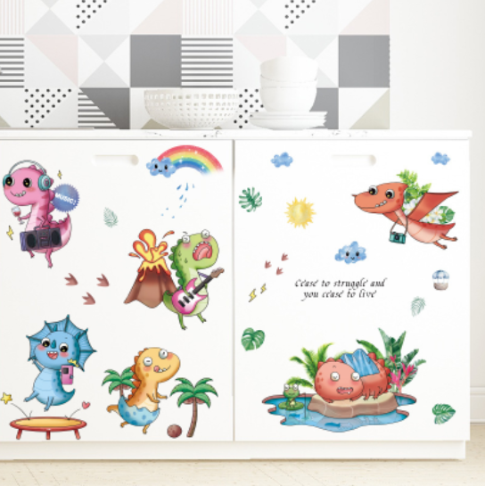 Decal trang trí tường - Những chú khủng long party
