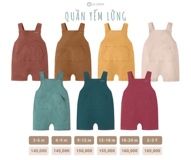 LE COON | Quần Yếm Lửng | COMFY | 3 tháng-3 tuổi