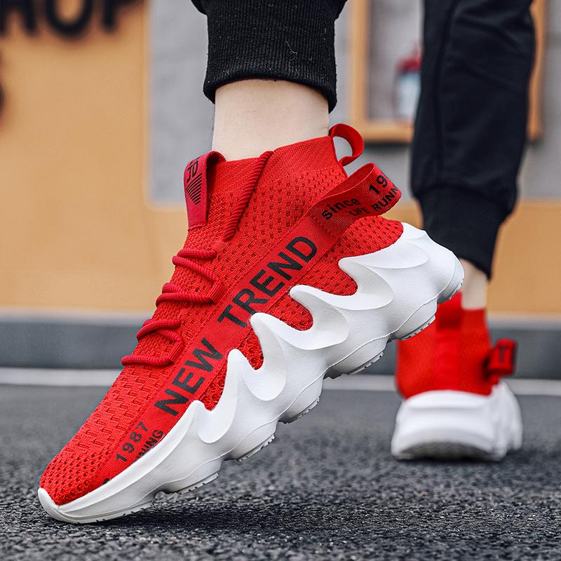 UNISEX High Top Summer Sneakers Sneakers Sneakers Chunky Đàn ông thoáng khí chạy bộ chạy bộ ngoài trời Phụ nữ dày đặc Không trượt Zapatillas Màu sắc mới Color: Black Shoe Size: 42