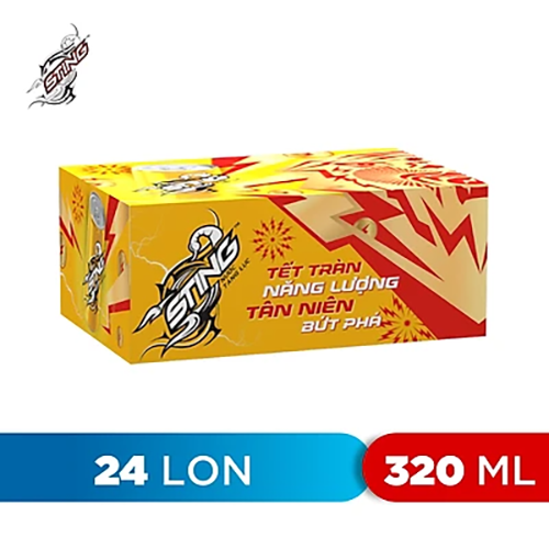 Thùng 24 Lon Nước Tăng Lực Sting Vàng (320ml/Lon)