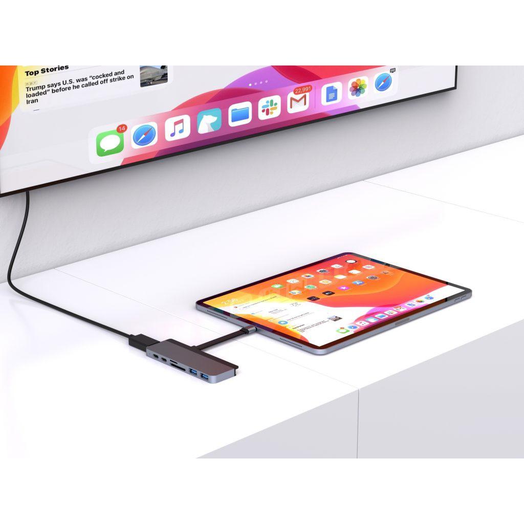 Cổng Chuyển HYPERDRIVE DUO 7-IN-2 HDMI 4K60HZ WITH CABLE USB-C HUB DÀNH CHO  MACBOOK/IPADPRO/LAPTOP/SMARTPHONE - HD28C - Hàng Chính Hãng