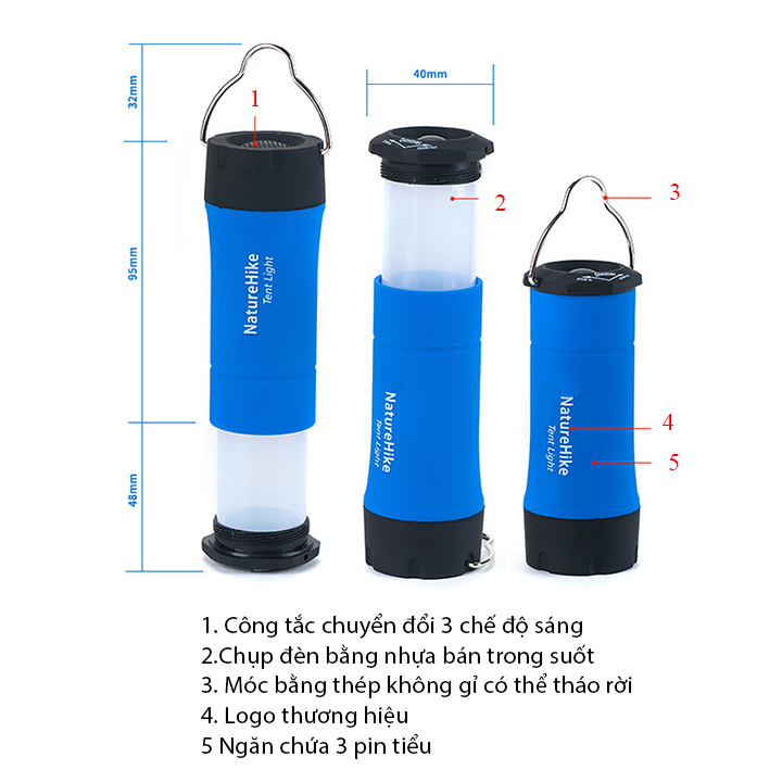 Đèn pin siêu sáng mini cầm tay Naturehike hàng chính hãng