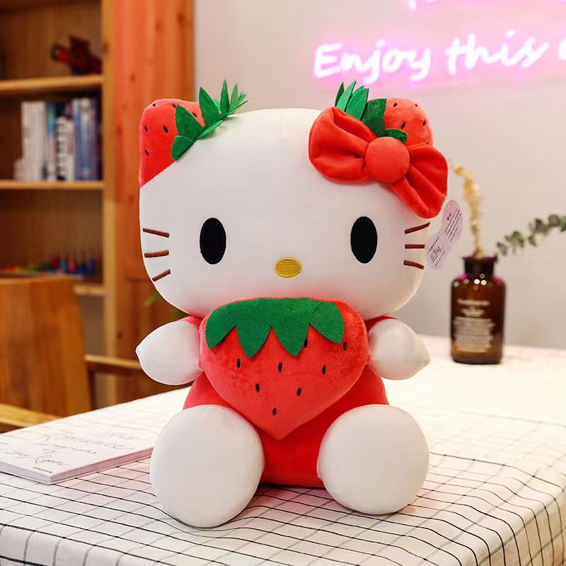 Gấu Bông Mèo Kitty Ôm Dâu Tây Siêu Hot Siêu Cưng (22cm---&gt;50cm) Hàng Cao Cấp Loại 1 Chất Lượng Cao, An Toàn Cho Trẻ Nhỏ