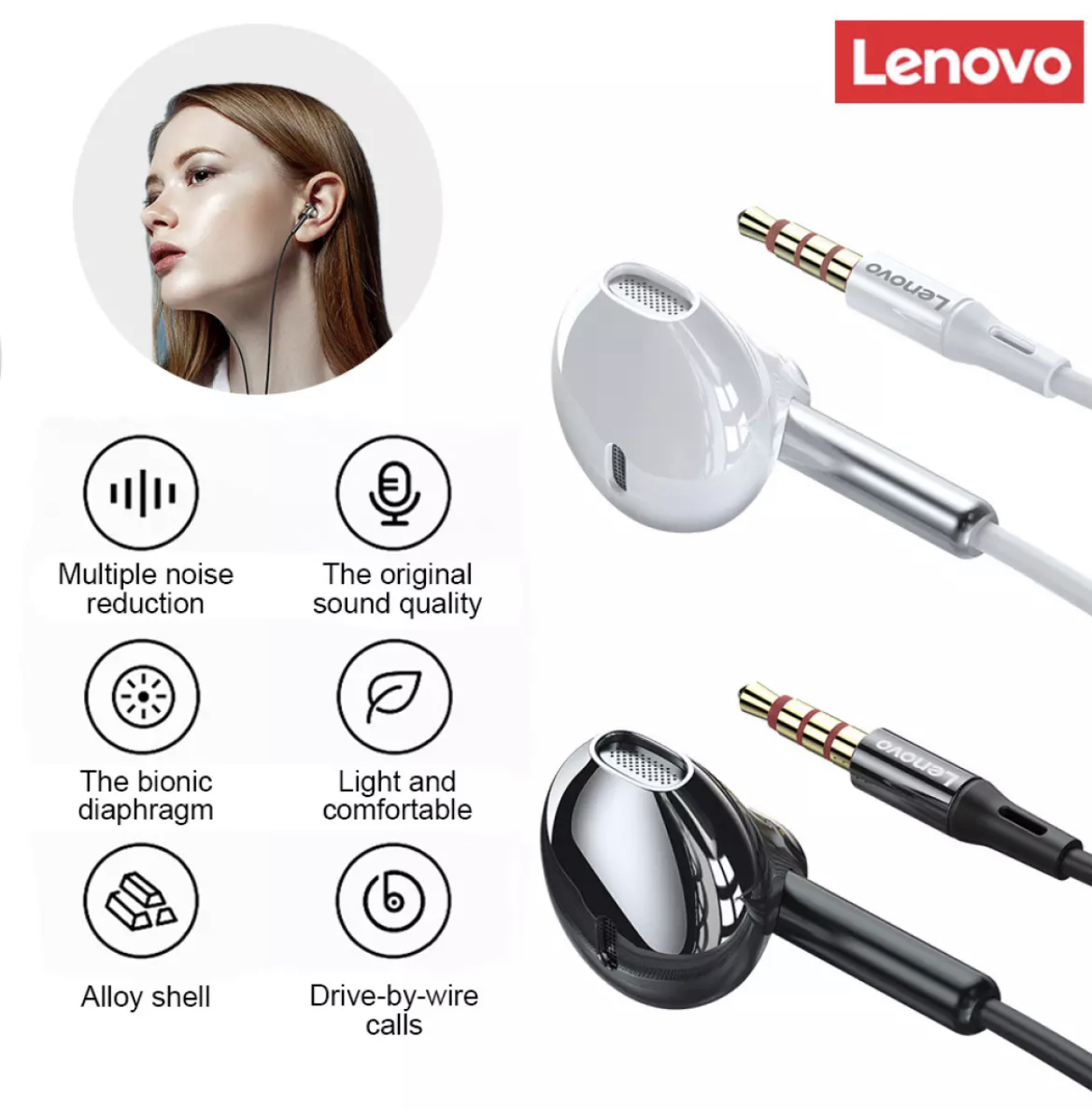 Tai Nghe Kèm Mic Hàng Chính Hãng Lenovo XF06m Jack 3.5mmĐiều Chỉnh Âm Lượng,Kết Nối Điện Thoại,Máy Tính,Laptop,Máy Tính Bảng