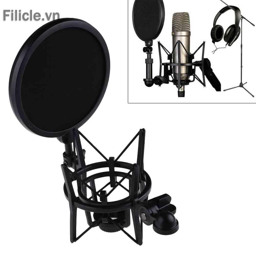 Bộ Giá Đỡ Chống Sốc + Lưới Lọc Âm Thanh Chuyên Dụng Cho Micro