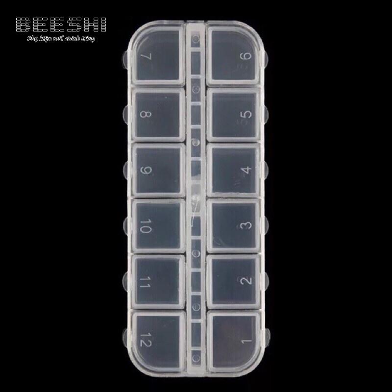 Hộp đựng đá nail, khay chia đá 12 ô - beeshi shop nail