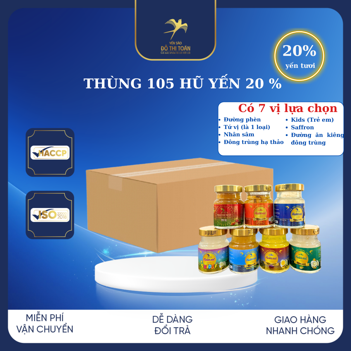 [DTT] 105 hũ 20% Yến Chưng Chọn Vị - Yến sào Đỗ Thị Toán