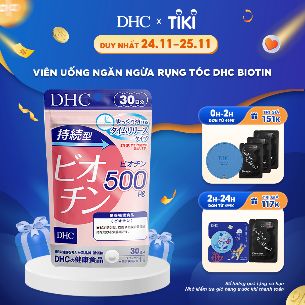 Viên Uống DHC Biotin Ngăn Rụng Tóc Sustained Release Biotin 30 Ngày (30 Viên)