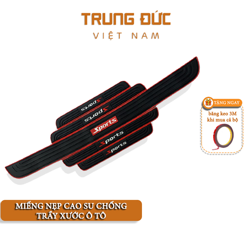 Ốp miếng nẹp cao su bậc cửa và nẹp cốp chống xước bậc cửa Ô Tô - Trung Đức VN