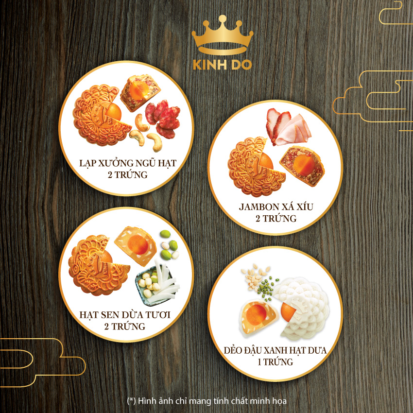 Tặng lồng đèn giấy - Hộp 4 bánh trung thu Kinh Đô &quot;Mặn Ngọt Đủ Đầy&quot; (4 bánh x 210g)
