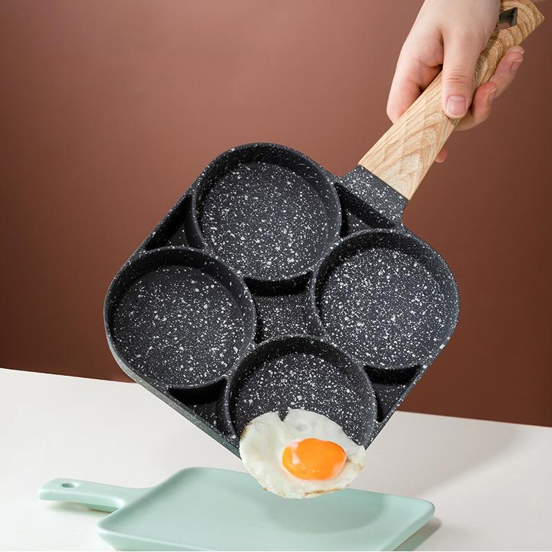 Chảo rán trứng 4 ngăn - Chảo đá 4 lỗ chống dính làm bánh đa năng