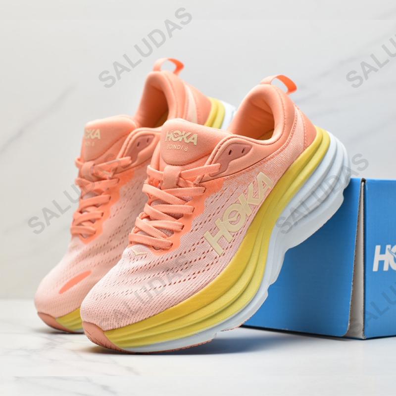 HOKA Chạy Bộ Bondi 8 Chống Trơn Trượt Hấp Thụ Sốc Thoáng Khí Đường Chạy Bộ Nam Ngoài Trời Chạy Bộ Giày Thể Thao Nữ Color: Grey blue Shoe Size: 36